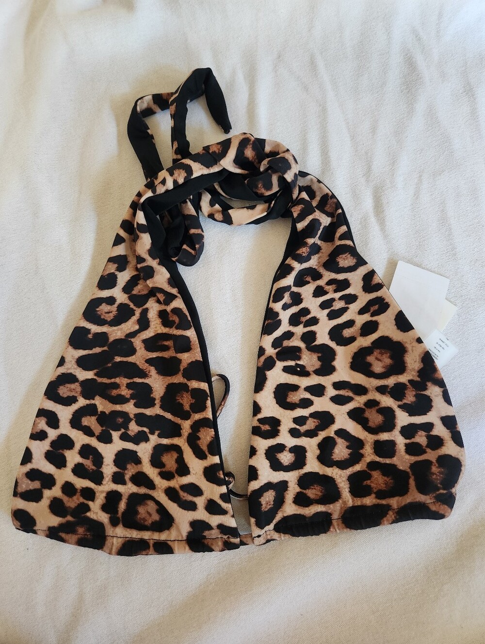 Good American NWT Leopard Print Halter Bikini Top Animal Print Size 4